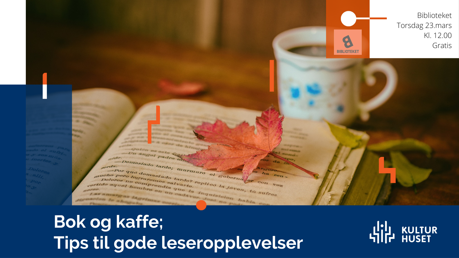Plakat til Bok og kaffe - Gratisarrangement