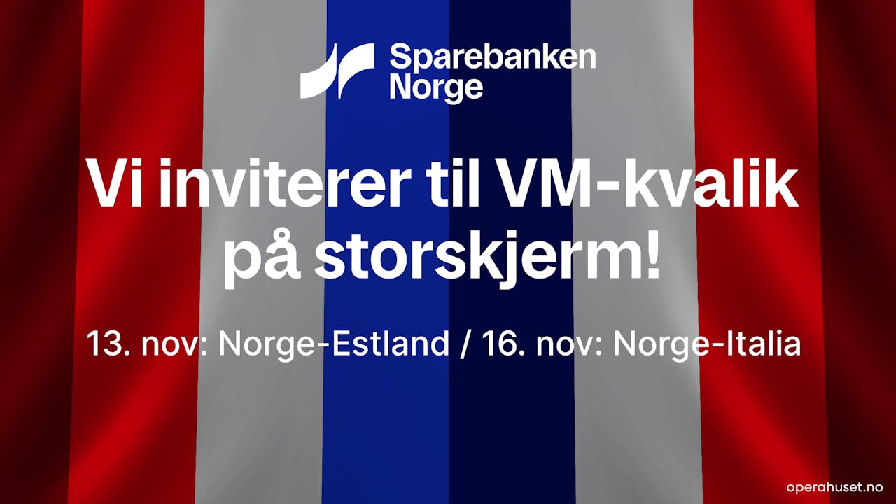 Plakat for VM-kvalik på storskjerm i Gymmen: Norge-Estland