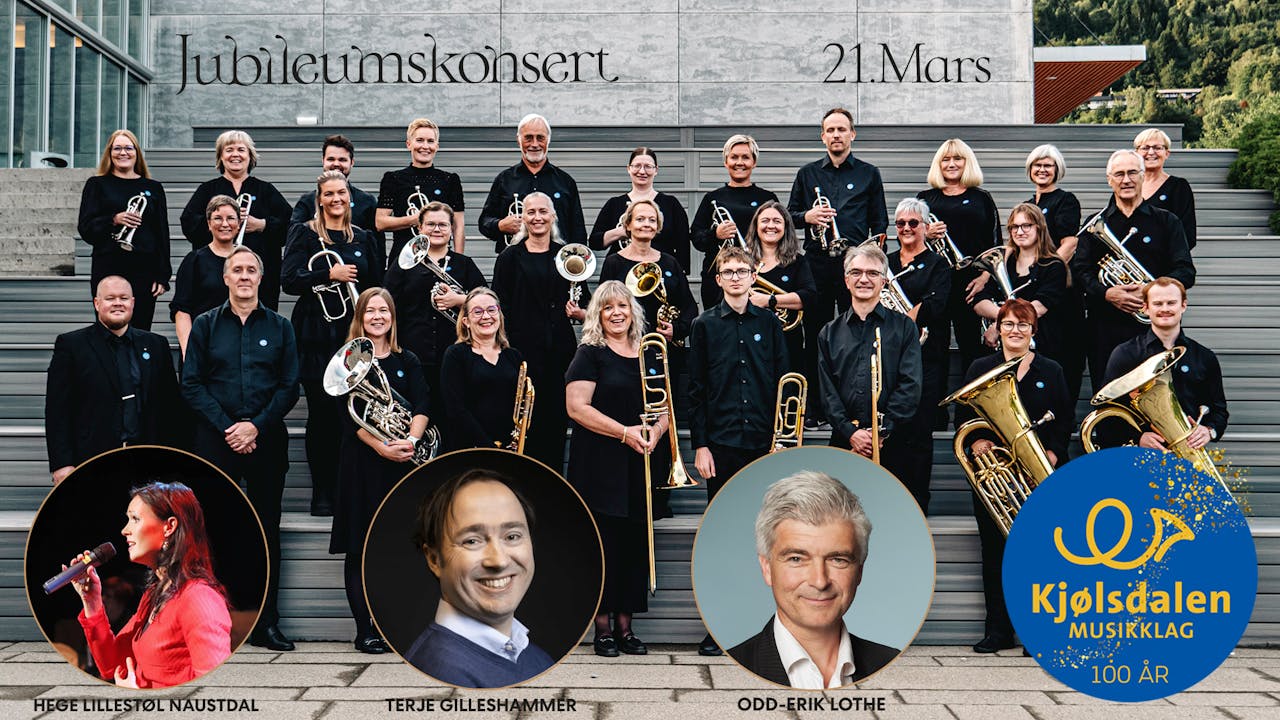 Plakat for Kjølsdalen musikklag 100 år – jubileumskonsert og festmiddag
