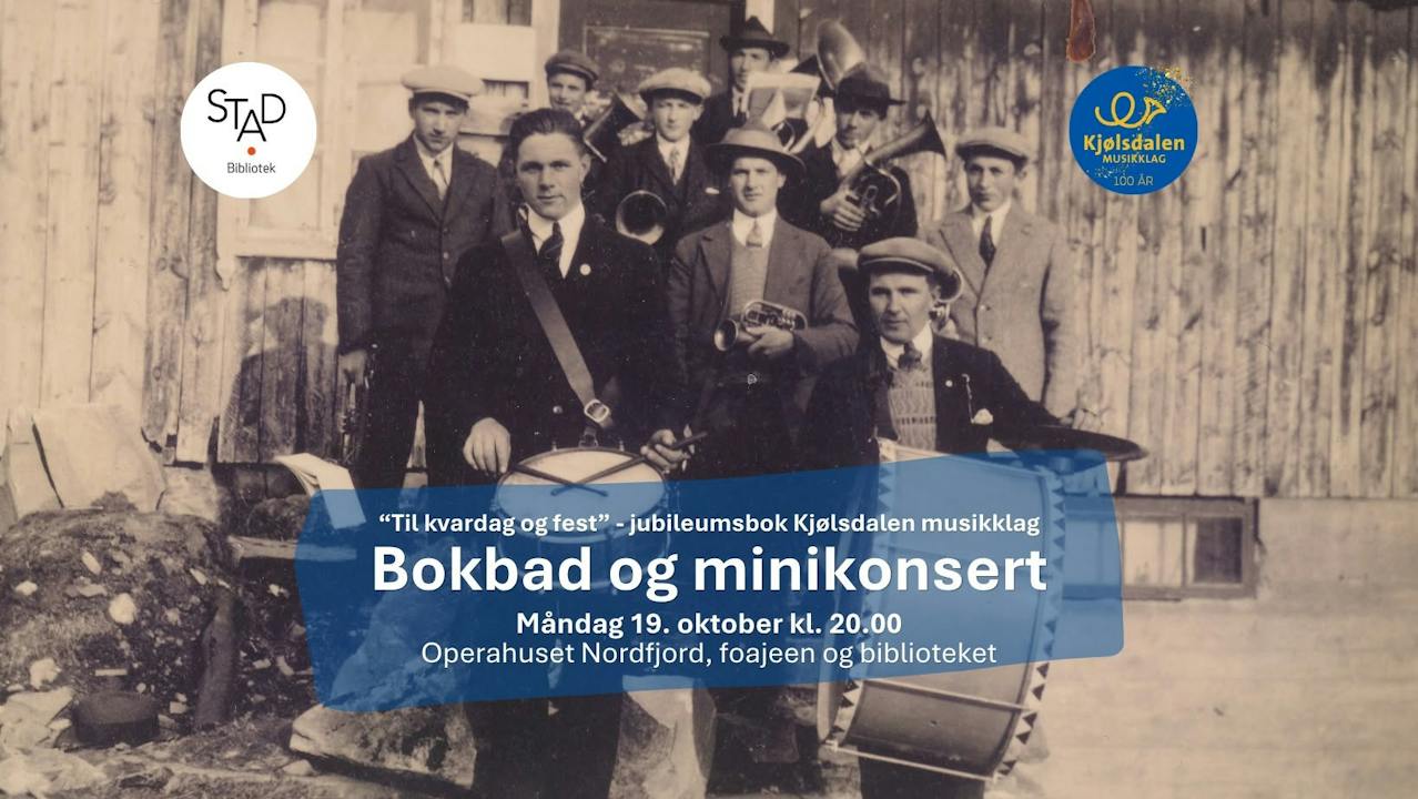 Plakat for Minikonsert og bokbad - Kjølsdalen musikklag